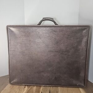 Vintage 60's Hartmann Luggage Belting Brown Leather Suitcase 26x20x8 inches